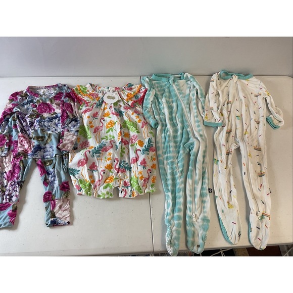 Kyte BABY Pants - Baby girl 6-9 months 5pc lot Bamboo PJs Kyte , Mudpie romper NEW Floral